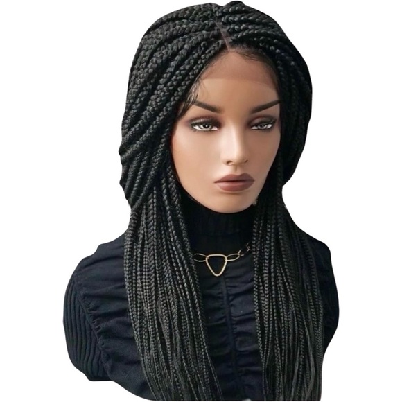 28" Full Lace Knotless box braid Hand Braided color 1 Black - Picture 2 of 4
